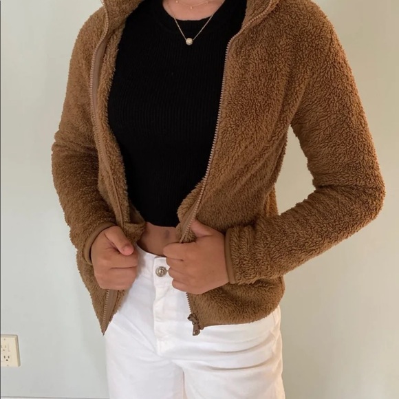 Fuzzy Teddy Bear Zip Up Jacket - Picture 1 of 3